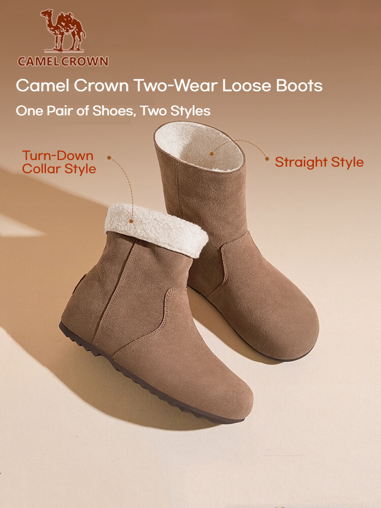 CAMEL CROWN Women’s 2-in-1 Winter Snow Boots | Retro Boho Style Warm Short Ankle Boots, Thick Sole Height-Increasing, Cozy Plush Lined, Fashionable Cold Weather Footwear ราคา 1,774 บาท*ส่งฟรี