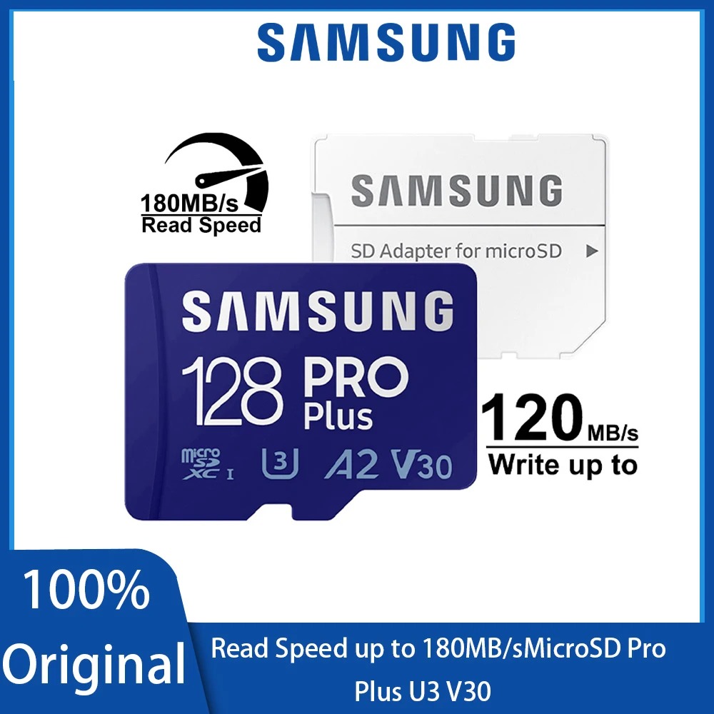 Samsung 100% Original Pro Plus Memory Card 128GB 256GB 512GB 1TB 2TB Read Speed Up To 180MB/s C10 UHS-I U3 Micro SD ราคา 159 บาท*ส่งฟรี