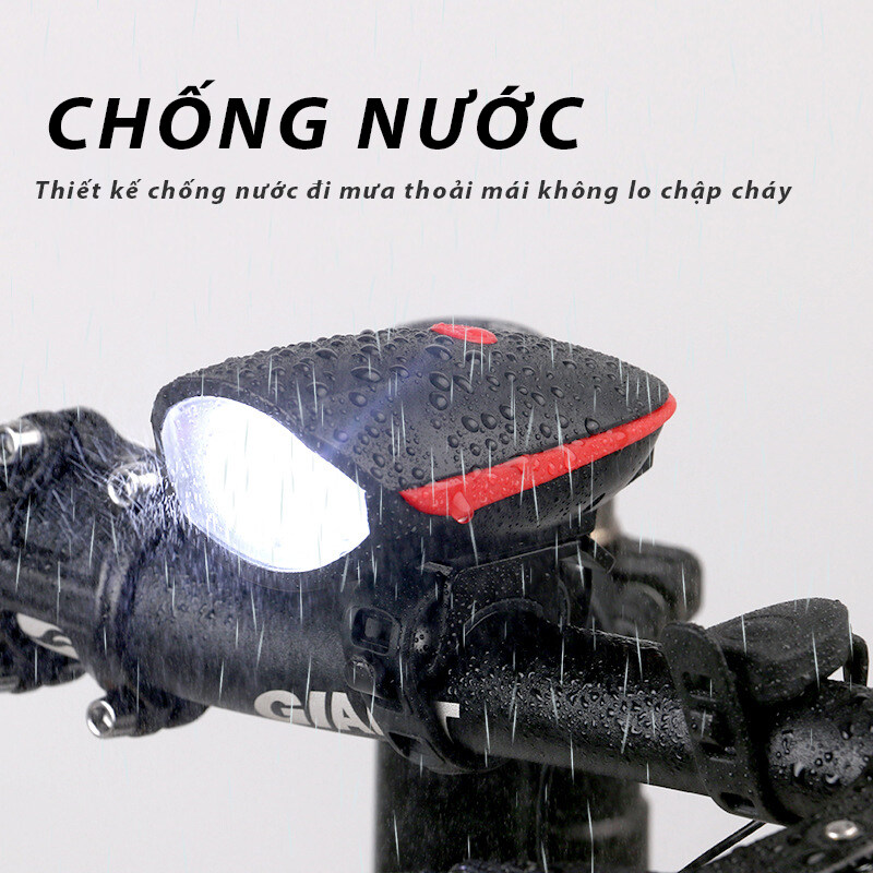 Đèn xe đạp thể thao KIOTOOL siêu sáng có còi pin sạc usb led T6