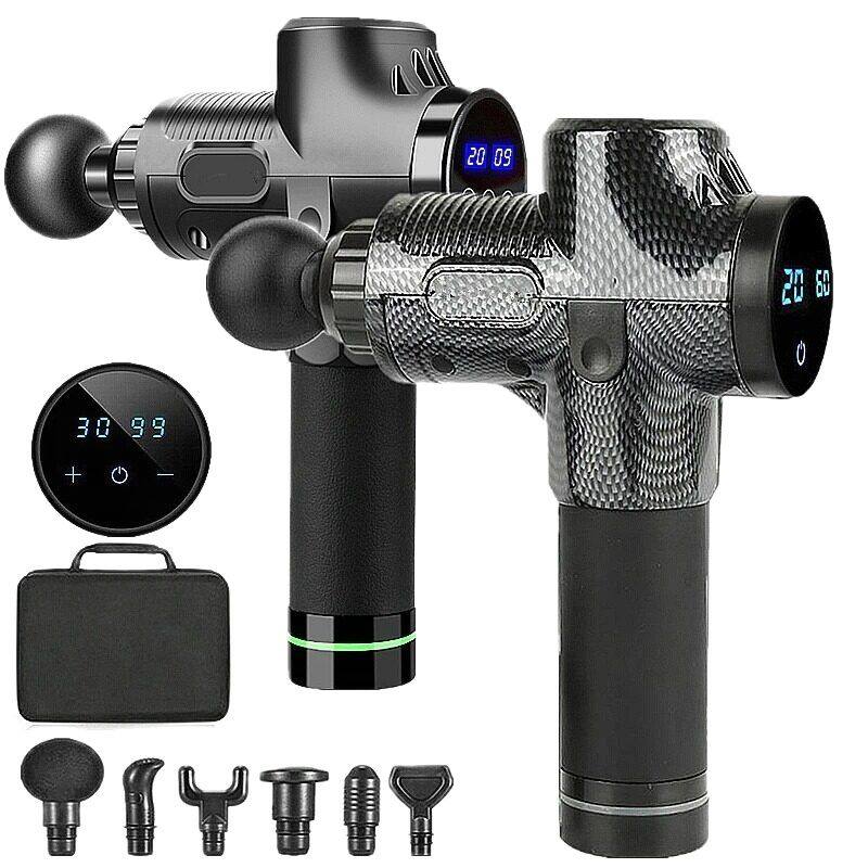 Gambar High Percussion Massager Gun Deep Tissue with 30 Adjustable Speeds and 6 Heads, Portable Body Muscle Massager for Office Gym Home Post Workout Recovery