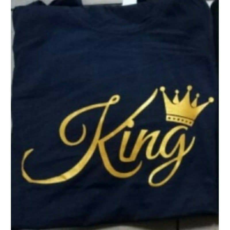King And Queen Couple T-Shirts Set – Matching Design For Him & Her, Basic Regular Fit Tees