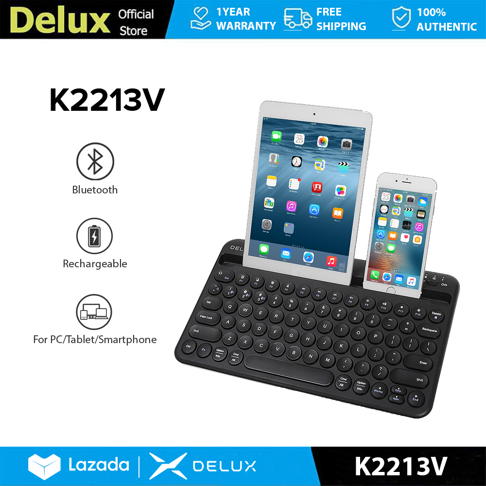 Delux k2213v Bàn phím Bluetooth có thể sạc lại 78 phím không dây cho Android/IOS/Windows/Mac