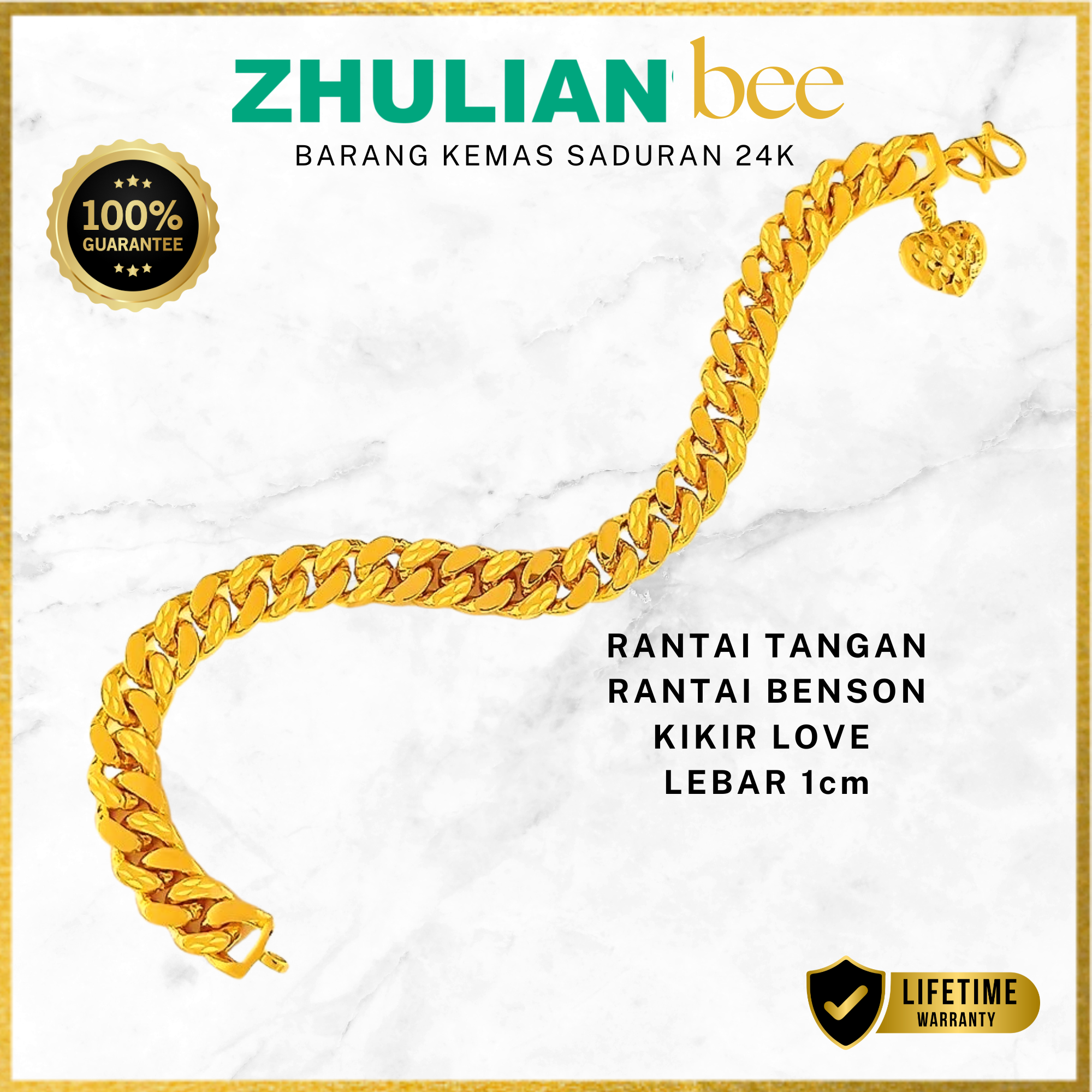Rantai Tangan Benson Padu Emas Zhulian BT5002 Gold Bracelet Jewelry Harga 274 Ringgit*Penghantaran Percuma