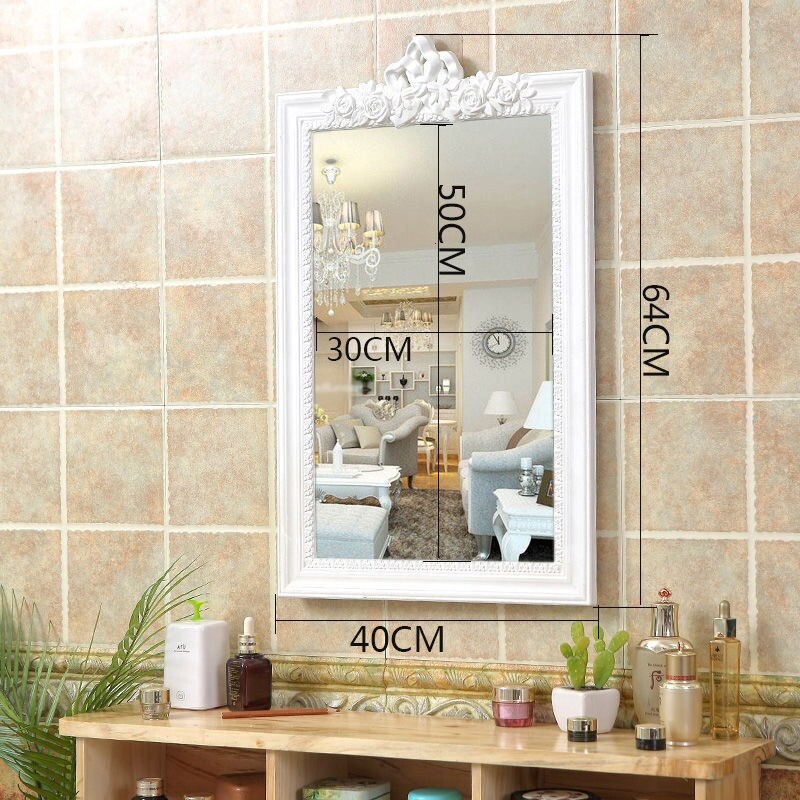 Gambar high quality European style mirror beauty makeup mirror carved wall hanging bathroom mirror toilet mirror kindergarten mirror factory direct sales