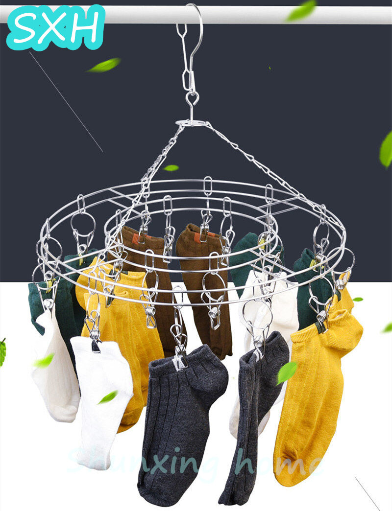 Sxh móc treo bằng thép không gỉ vớ khô nhiều kẹp đồ lót khô mát hình tròn giá treo vớ gia dụng đa năng chống gió cho bé móc & chốt treo quần áo