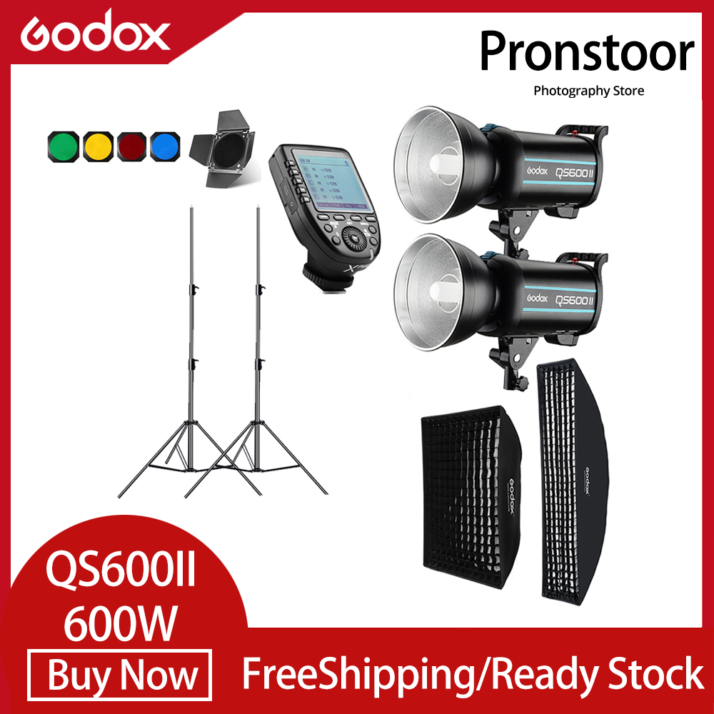 Godox QS600II 2x 600Ws Photo Studio Flash Lighting,XPRO Trigger,Softbox,280cm Light Stand,Barn Door,Flash built-in Receivers ราคา 25,201 บาท*ส่งฟรี