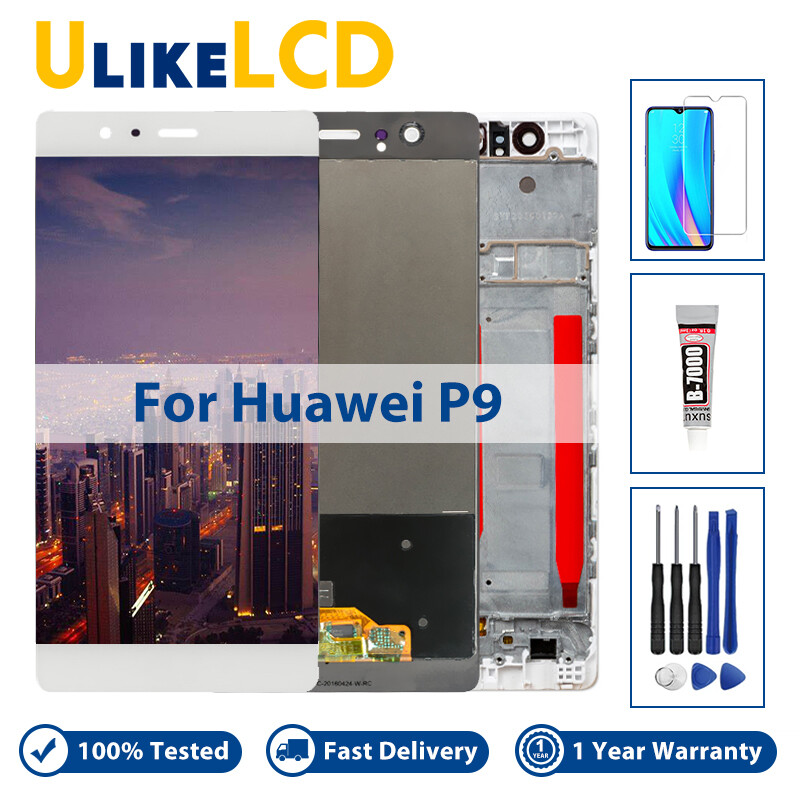 Màn hình lcd 5.2 ''cho huawei p9 bộ số hóa màn hình cảm ứng lcd có khung cho huawei p9 eva-l09 l19 l29 al10 tl00 al00 dl00