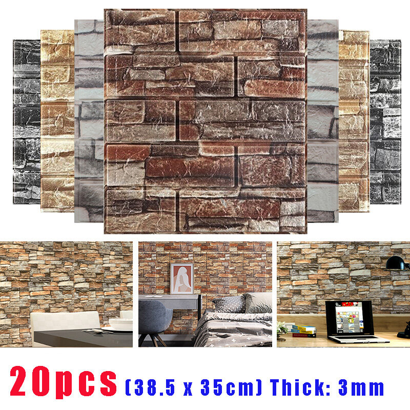 20 miếng xốp dán tường 3d tấm tự dính trang trí nội thất phòng khách phòng ngủ nhà cửa giấy dán tường gạch phòng tắm