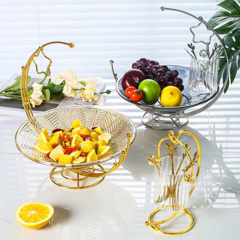 Gambar Glass Fruit Plate Home Living Room Fruit Basket Tea Table Fruit Plate Placement Plate Nordic Light Luxury Creative Ornaments