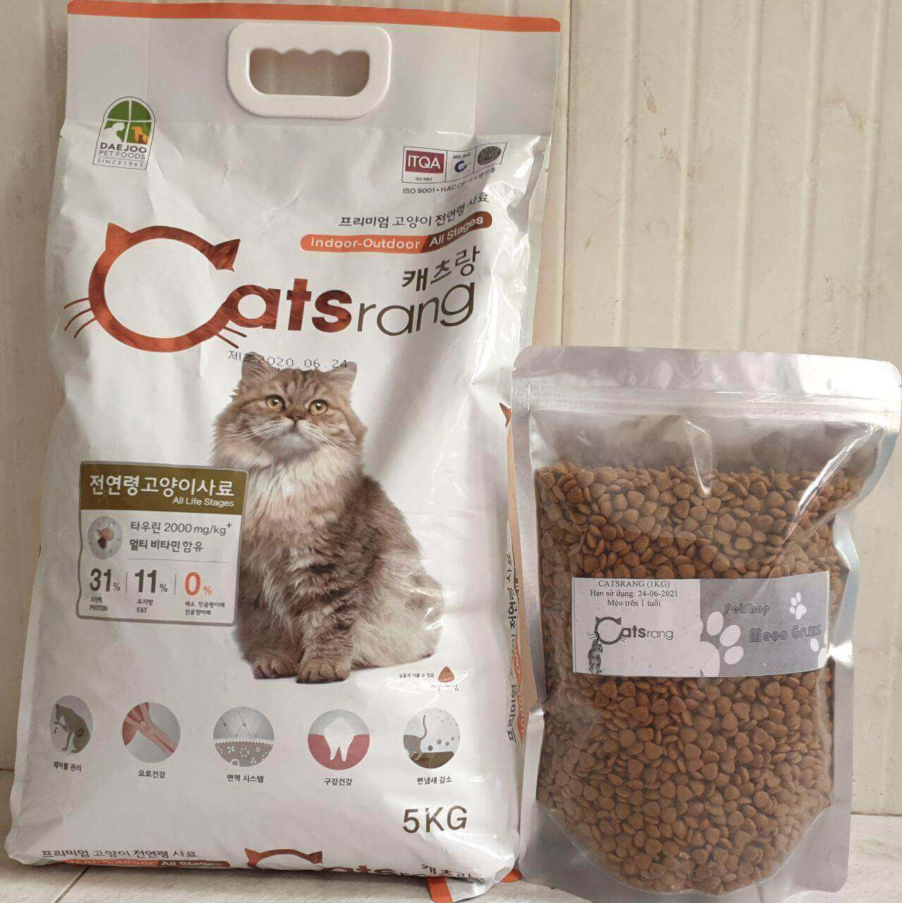 Thức Ăn Hạt Khô Cho Mèo Catsrang - Hàn Quốc - Túi Zip 500g