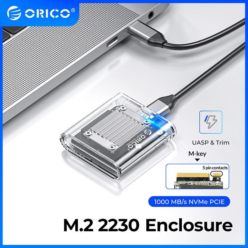 ORICO Protable trong suốt nhỏ M.2 NVMe SSD cho 2230 Loại C để Loại C 10gpbs tốc độ nhanh hỗ trợ tối