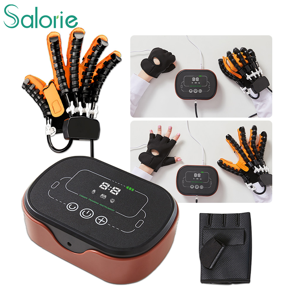 Salorie Electric Hand Rehabilitation Trainer Robot Gloves 5 Finger Recovery Exercise with Mirror Function for Hemiplegia Elder Stroke 1Set Left+Right Hand ราคา 3,729 บาท*ส่งฟรี