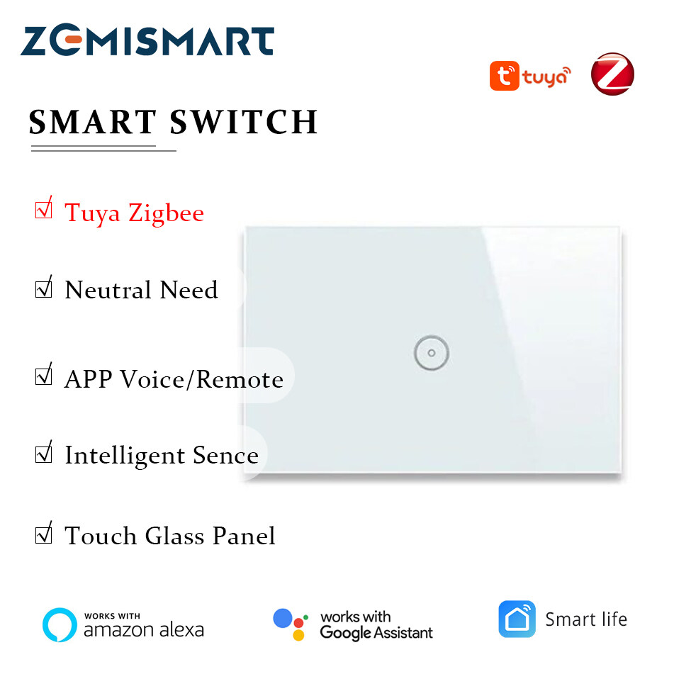 zemismart Tuya Zigbee Smart Light Switch,Alexa Google Voice Control,Tuya APP Group Timer,Touch Panel Neutral Switch,Family Share Smart Scene Linkage,Tuya Zigbee hub need ราคา 351 บาท*ส่งฟรี