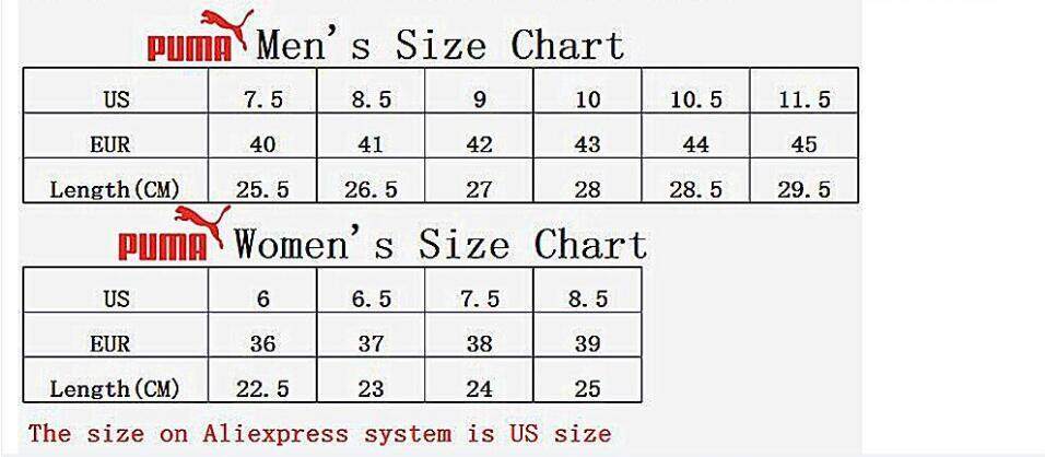 puma mens size chart