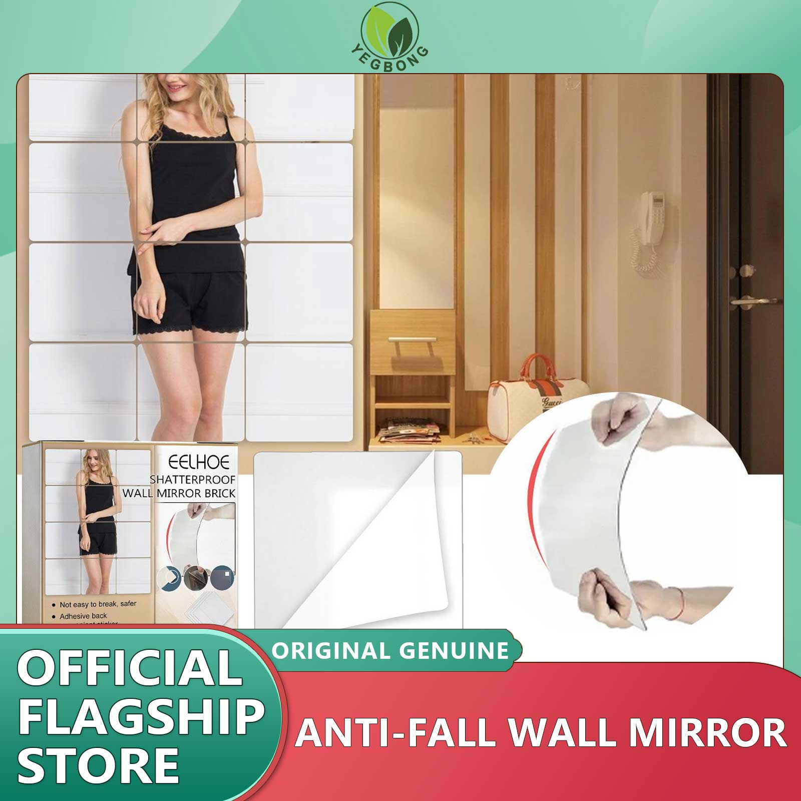 [Yegbong Full Length Mirror Set Wall Sticker Self Adhesive Acrylic Mirror Tile Decals for Bedroom Bathroom Home Decor Art Mirror Full Length Mirror Set Wall Sticker Self Adhesive Acrylic Mirror Tile Decals for Bedroom Bathroom Home Decor Art Mirror,Yegbo ราคา 281 บาท*ส่งฟรี