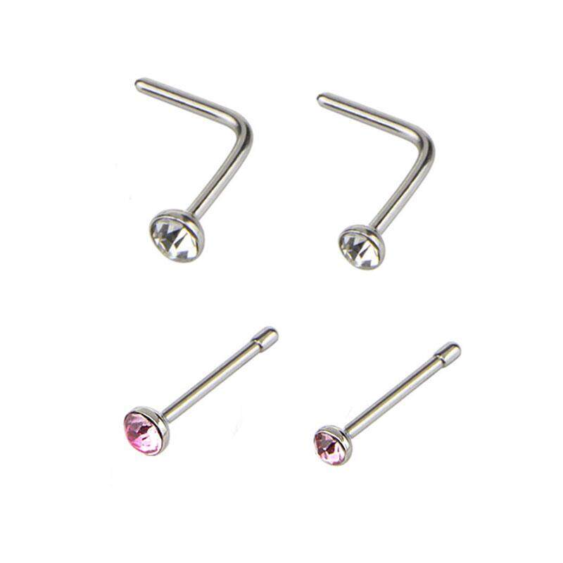 14Pcs Rhinestone Tiny Stainless Steel Nose Studs Ring Piercing Jewelry Set