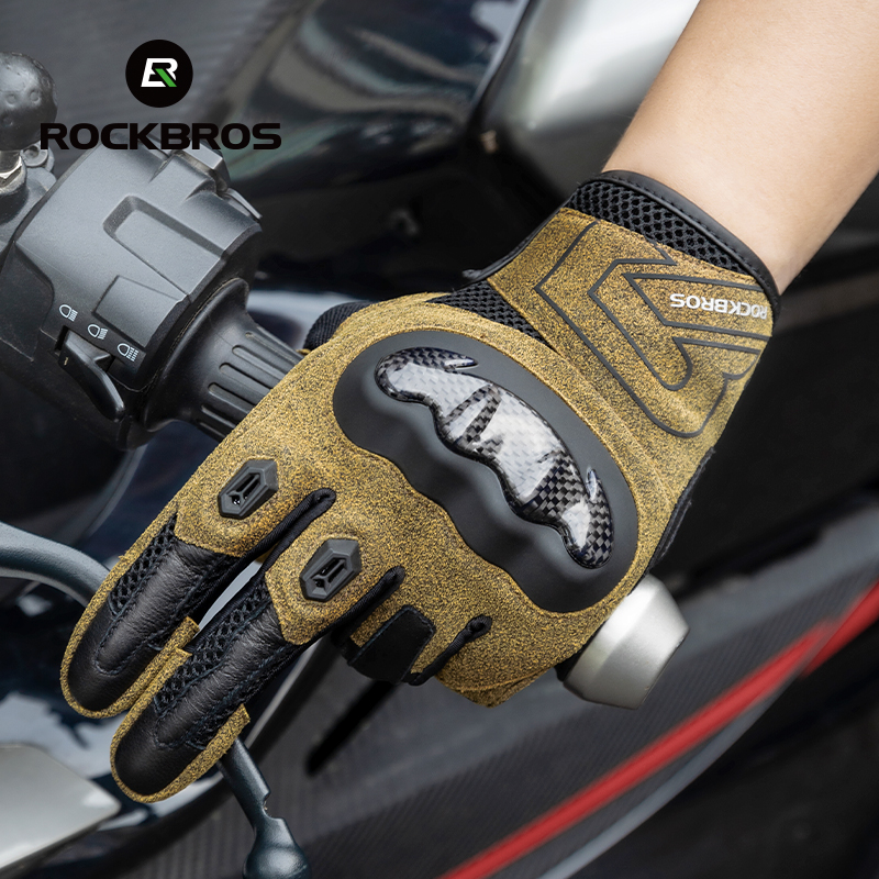 ROCKBROS Motorcycle Gloves Carbon Fiber Knuckle Protection Anti-fall Motorcycle Full Finger Gloves Touch Screen Breathable Motorcycle Leather Riding Gloves Unisex Giá 677,000 Đồng*Miễn phí vận chuyển