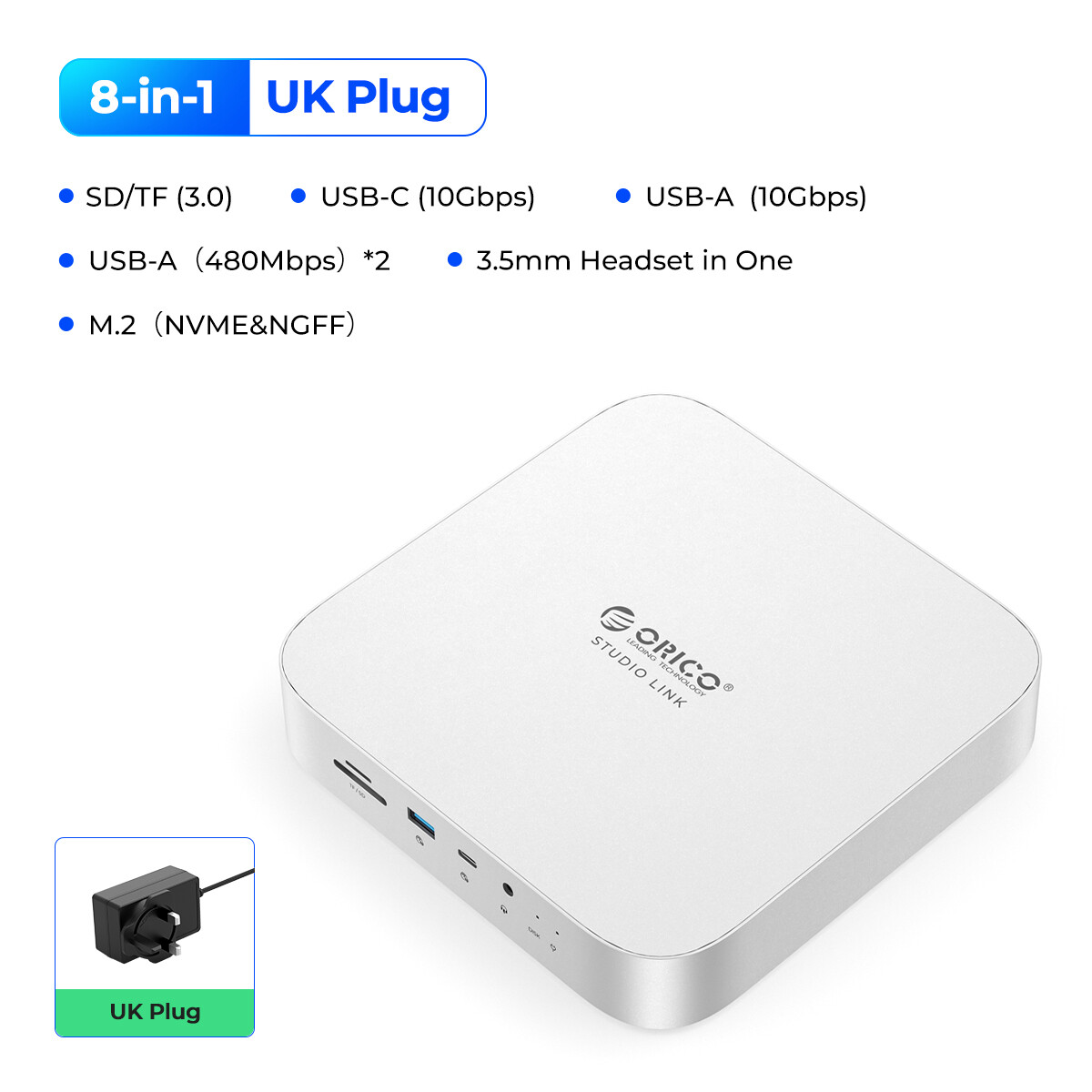 ORICO Dual M.2 USB C HUB Type-C trạm nối cho ma Mini M2 Studio M1 Max Ultra 4K60hz dp1.4 SD/TF