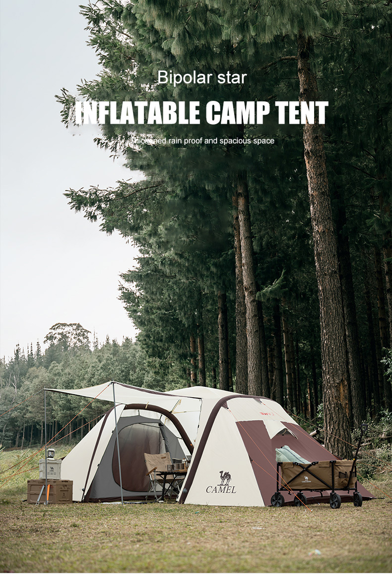 CAMELCROWN 4-5 persons Inflatable Travel Resident Tent Outdoor Selfdriving Rainproof Windproof Camping Two-room And One-Hall Multi-Person Tent