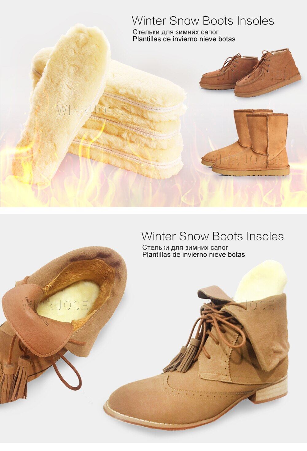 Thickened Anti-cold Winter Warm Wool Felt Insoles Cashmere Thermal Snow  Boots Shoes Pads Super Cozy Sheepskin Heated Shoe Insole | Lazada PH