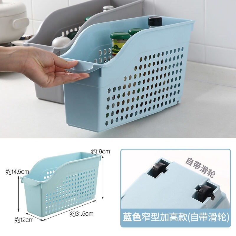 Gambar Yousiju cabinet storage box household wheeled storage basket kitchen supplies rack sundries sink storage basket