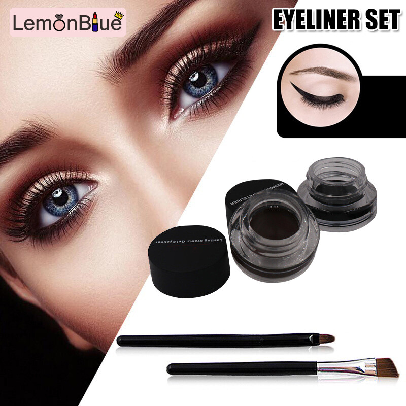 Gambar LemonBlue 2 in 1 Black and Brown Gel Eyeliner Set Water Proof Last for All Day Long Work Great with Eyebrow