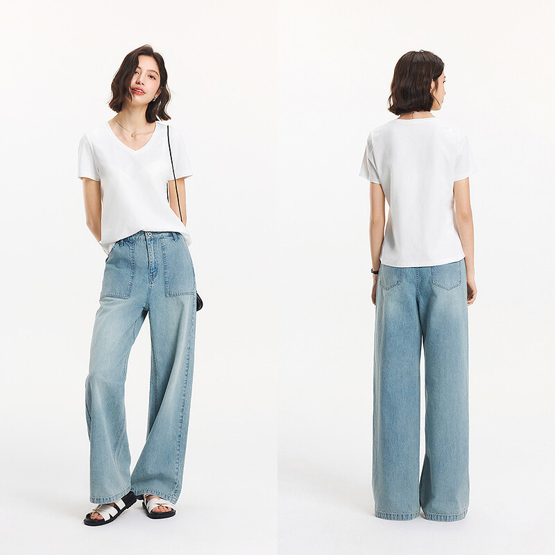 Semir Cool Short Sleeve T-Shirt Women Moisture Wicking Quick Dry Straight Shoulder Versatile 2025 Summer New V Neck Top Basic ราคา 1,308 บาท*ส่งฟรี