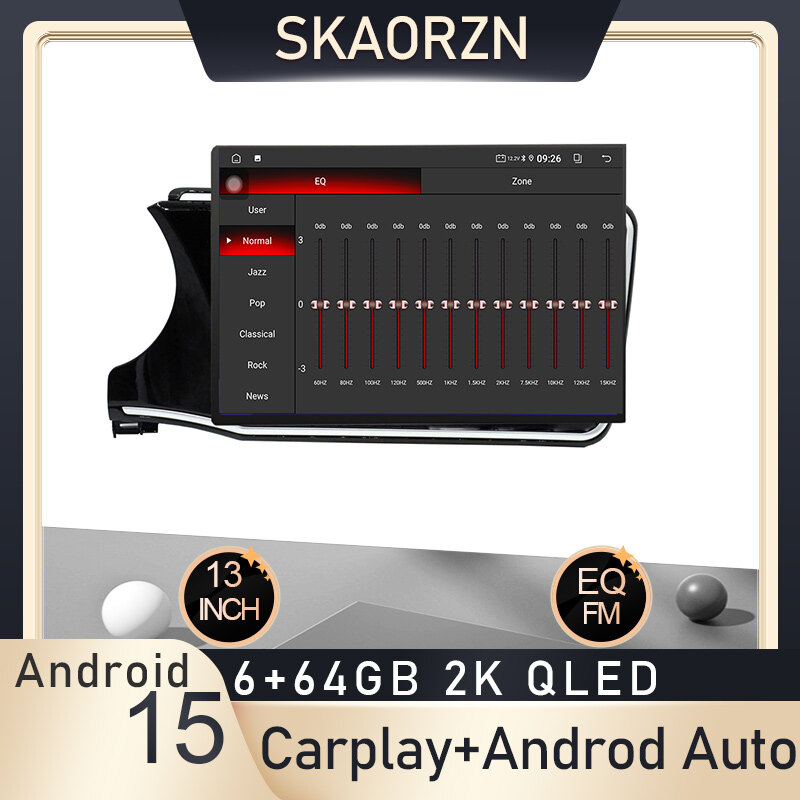 Skaorzn 13inch 6+64GB for-honda-city-2014-2019 android15 2k qled 2000x1200p 2din car android headunit stereo fm bluetooth carplay android auto steering control rear view for 9inch 10inch frame t13 ราคา 8,104 บาท*ส่งฟรี