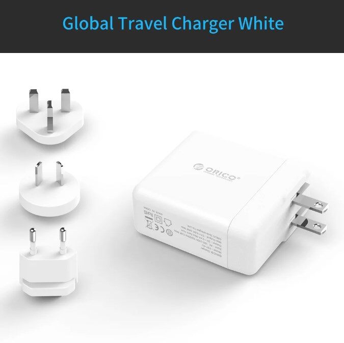 Orico 4 Cổng sạc du lịch USB 5V 6.8A 34W Bộ Sạc gắn tường Với Chuyển Đổi EU Anh Đầu cắm chuẩn Úc Bộ