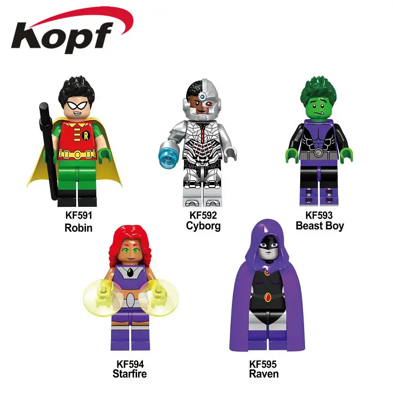 5pcs Set Kf6049 Building Blocks Teen Titans Series Figures Robin Raven Cyborg Beast Boy Model Action Bricks For Children Toys Lazada Singapore