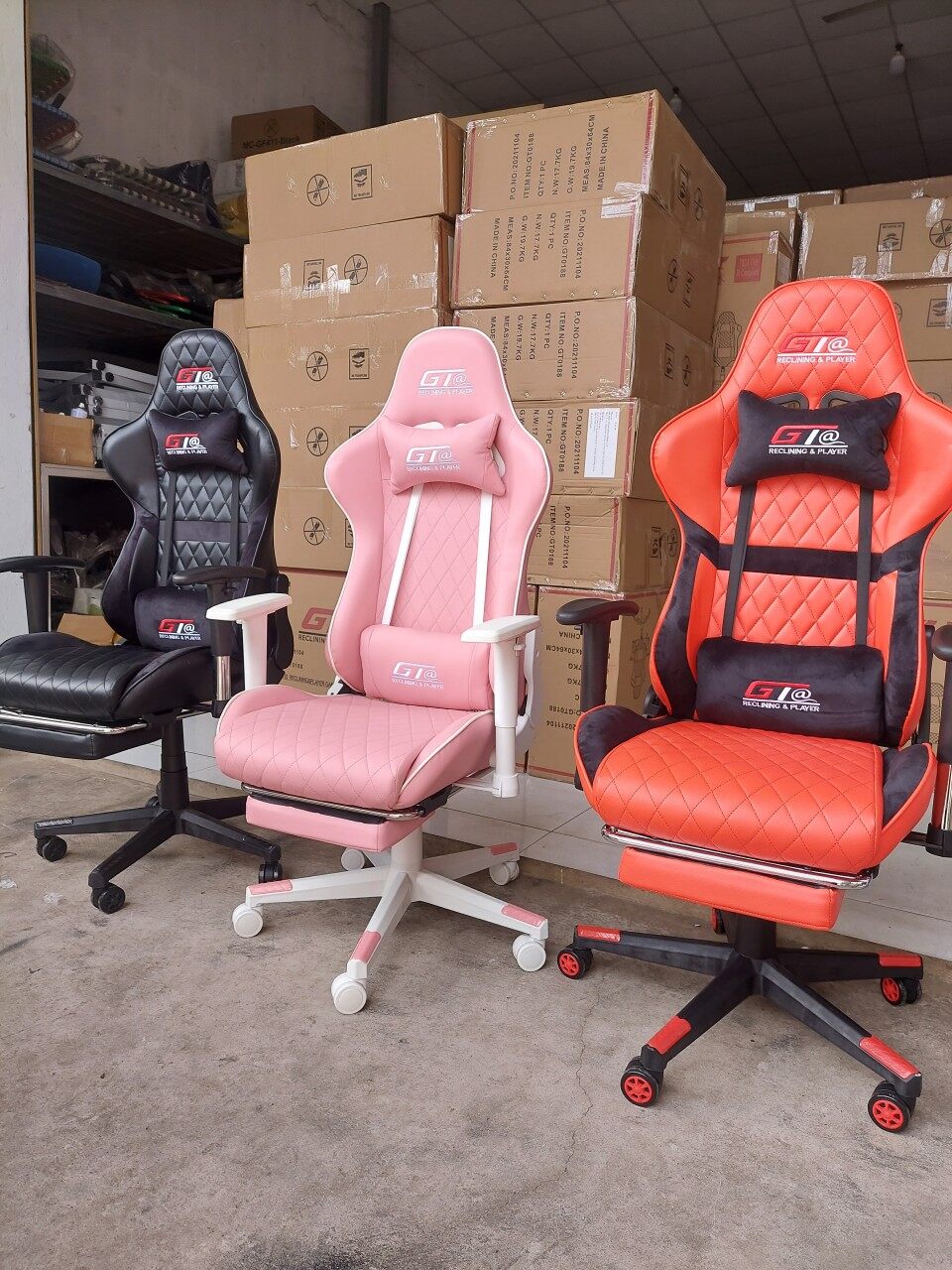 Ghế gaming, streamer màu hồng, da pu cao cấp, đem lại cảm giác thoải mái, hàng nhập khẩu