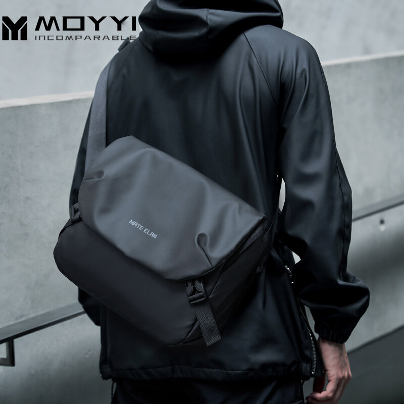 MOYYI Men Fashion Crossbody Bag Multifunction 15 Inch Laptop Chest Bag Outdoor Motorcycle Travel Bag Zipper Messenger Bag Shoulder Bags