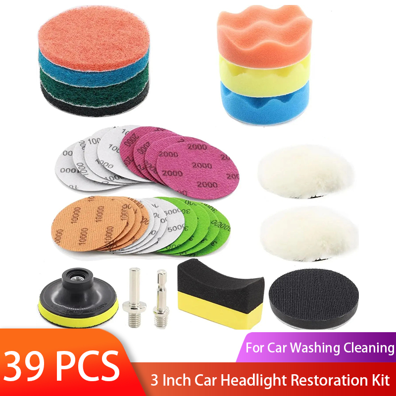 3 inch 39 cái đĩa chà nhám thiết lập với M10 chủ Phớt đánh bóng miếng bọt biển