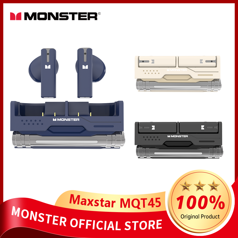 Monster Maxstar MQT45 Bluetooth 5.4 Earphones Gaming Noise Reduction Headset TWS Wireless Headphones HIFI Sound Sports Earbuds