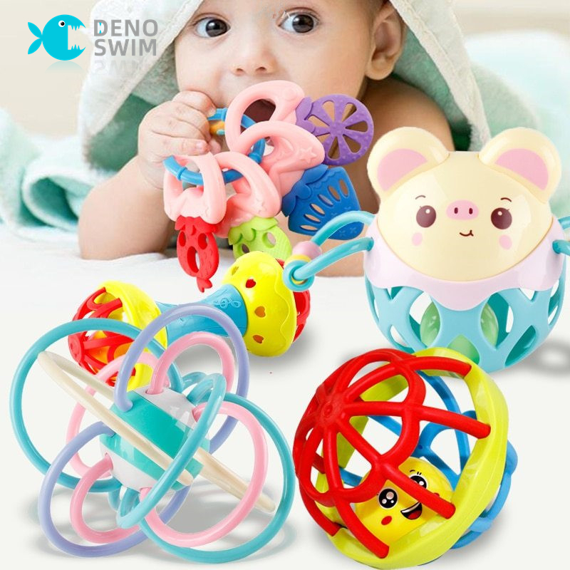Denoswim lục lạc cho trẻ tập đi bóng nắm tay bằng cao su mềm đồ chơi trẻ em chơi giáo dục học tập sớm