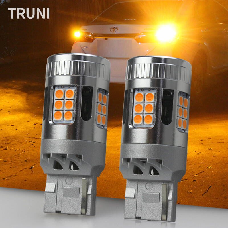 (2 PCS) Canbus Error Free LED Turn Signal Light Lamp No Hyper Flash T20 7440 W21W 1156 P21W PY21W BAU15S BA15S LED Blinker Bulb 12V With Fan (Amber/Yellow)