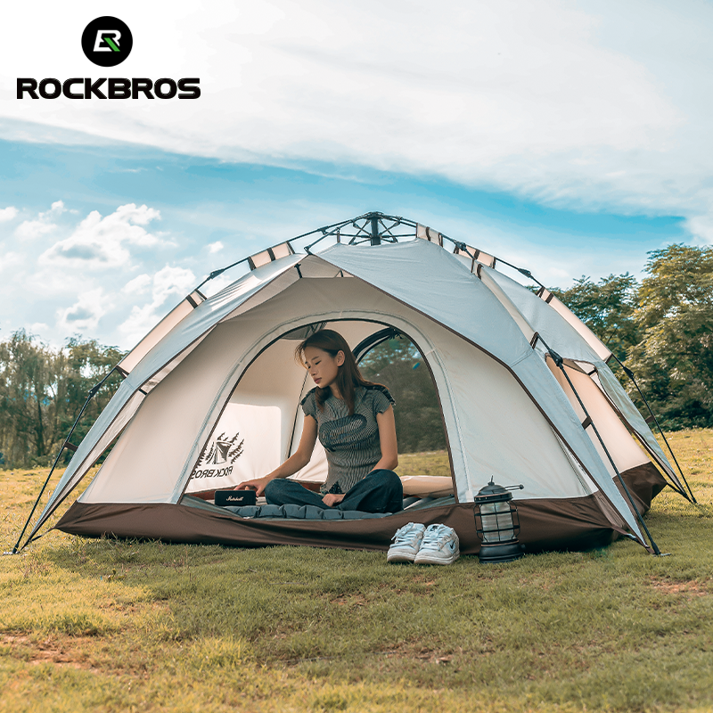 ROCKBROS Camping Tent for 2 to 3 People Waterproof Wind-resistent Dual-Use Sunscreen Double Protection Automatic Outdoor Traveling Tent ราคา 2,299 บาท*ส่งฟรี