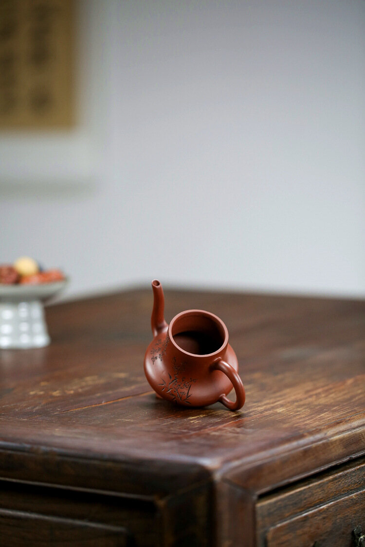 Ấm Trà Đất Sét Nghi Hưng 130Ml Ấm Trà Gốm Tráng Men Màu Đỏ Đậm Ấm Đất Sét Ấm Trà KungFu Trung Quốc Dụng Cụ Pha Trà Bộ Ấm FCH152