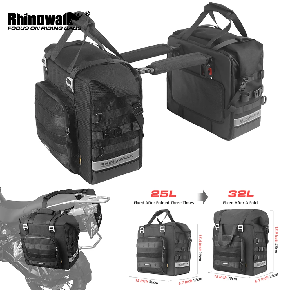 Rhinowalk 2pcs Motorcycle Side Pannier Bag Internal Waterproof 25L Large Capacity 3D Cube Anti-Fall Quick Release Motorbike Saddle Box Riding Travel Storage Pannier Bag For BMW KTM ADV Motorcycle Giá 3,331,594 Đồng*Miễn phí vận chuyển