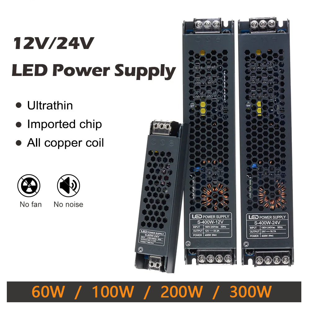 LED Driver 12V 24V DC Low Voltage Transformer Power Supply Transformer Adapter AC110-240V to 12V 24V DC LED Power Supply for Strip/String/LED MatrixCCTV CameraSecurity SystemRadio