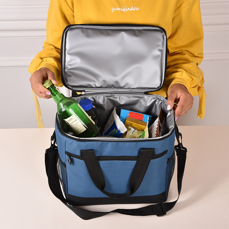 Gambar Thicken Folding Cooler Bag Men Insulation Thermal Lunch Box Picnic Food Drink Fresh Keeping Container Portable Ice Pack Supplies