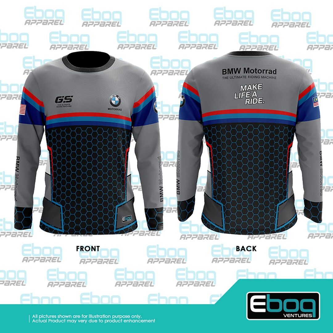 [Ready Stock] Tshirt 01 BMW GS Silver Eboq Sublimation / Shirt BMW Microfiber Eboq Jersi / Plus Size Big Size
