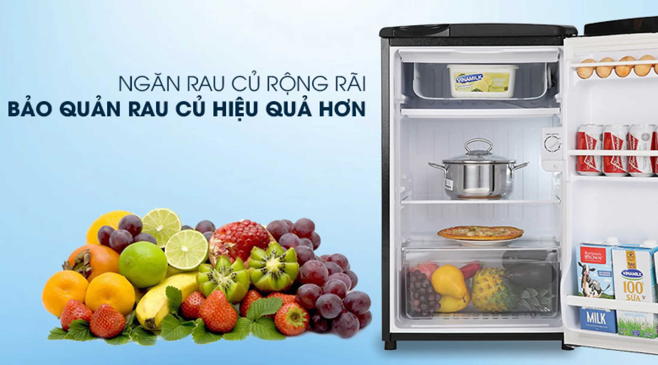 Tủ lạnh Aqua 90 lít AQR-D99FA BS - Miễn phí vận chuyển HCM