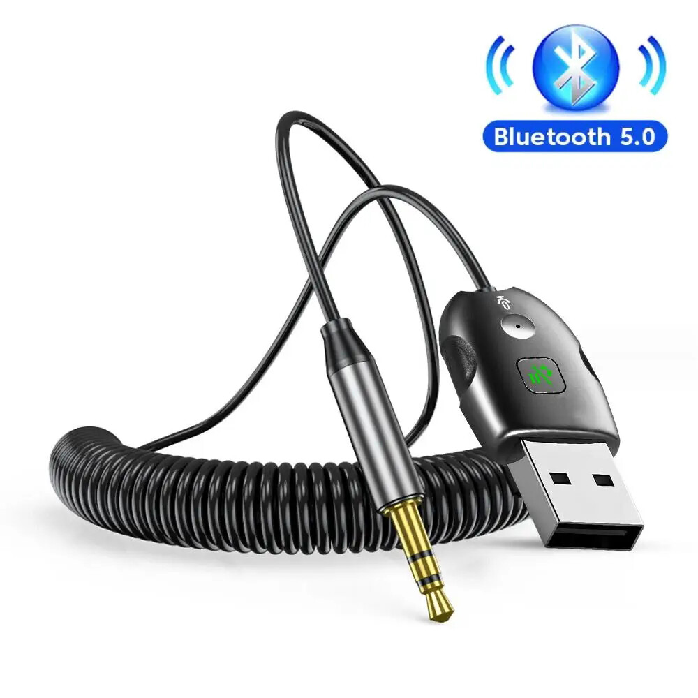 Bộ thu âm thanh Bluetooth Đầu nối USB đến 3.5mm giắc cắm trên xe hơi âm thanh AUX Bluetooth 5.0 Bộ thiết bị không cần dùng tay cho thiết bị tiếp nhận trong xe ô tô BT truyền