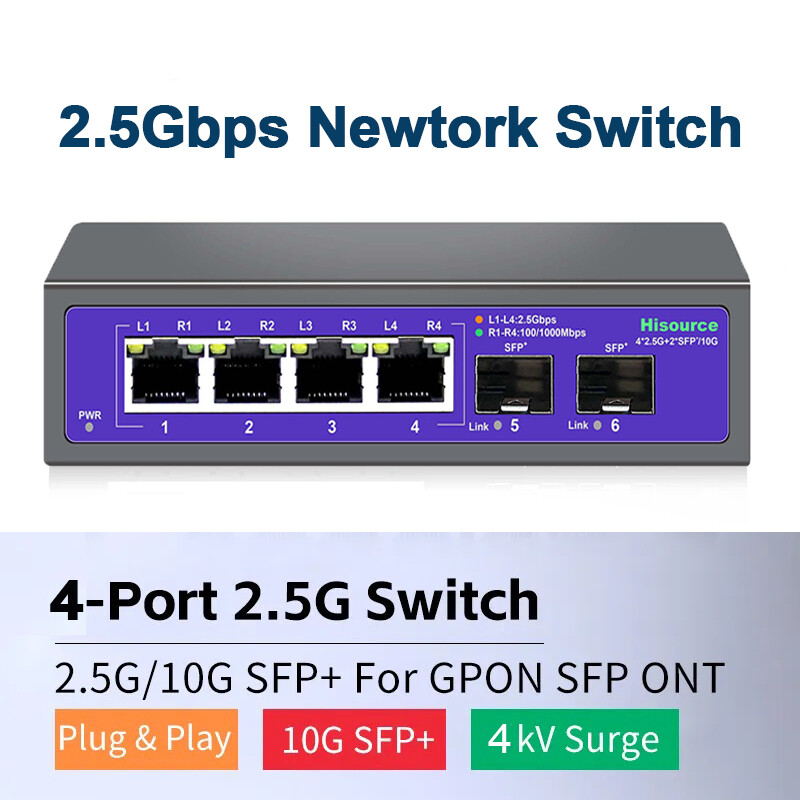 4 cổng đa Gigabit 2.5Gbps không được quản lý Plug and Play mạng Ethernet 2.5g chuyển đổi