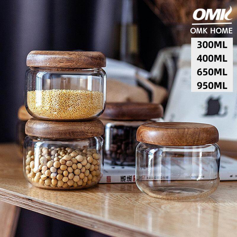OMK Japanese style food storage container sealed tanks airtight coffee bean storage containers tea storage tanks food storage container set glass jar air tight glass jar container glass jar with bamboo lid