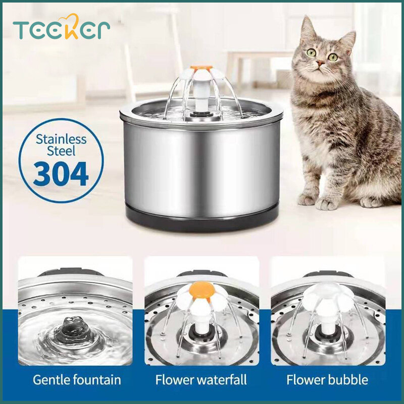 Pet Smart Drinking Fountain Automatic Drinking Fountain All-steel Flower Stainless Steel Flow Automatic Circulating Water Bowl Drinking Fountain for Dogs and Cats ราคา 1,210 บาท*ส่งฟรี