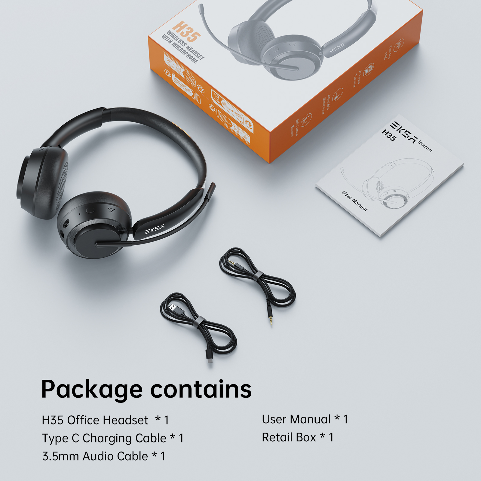 Bluetooth Wireless Headset With Noise Cancelling Microphone_voghion.com