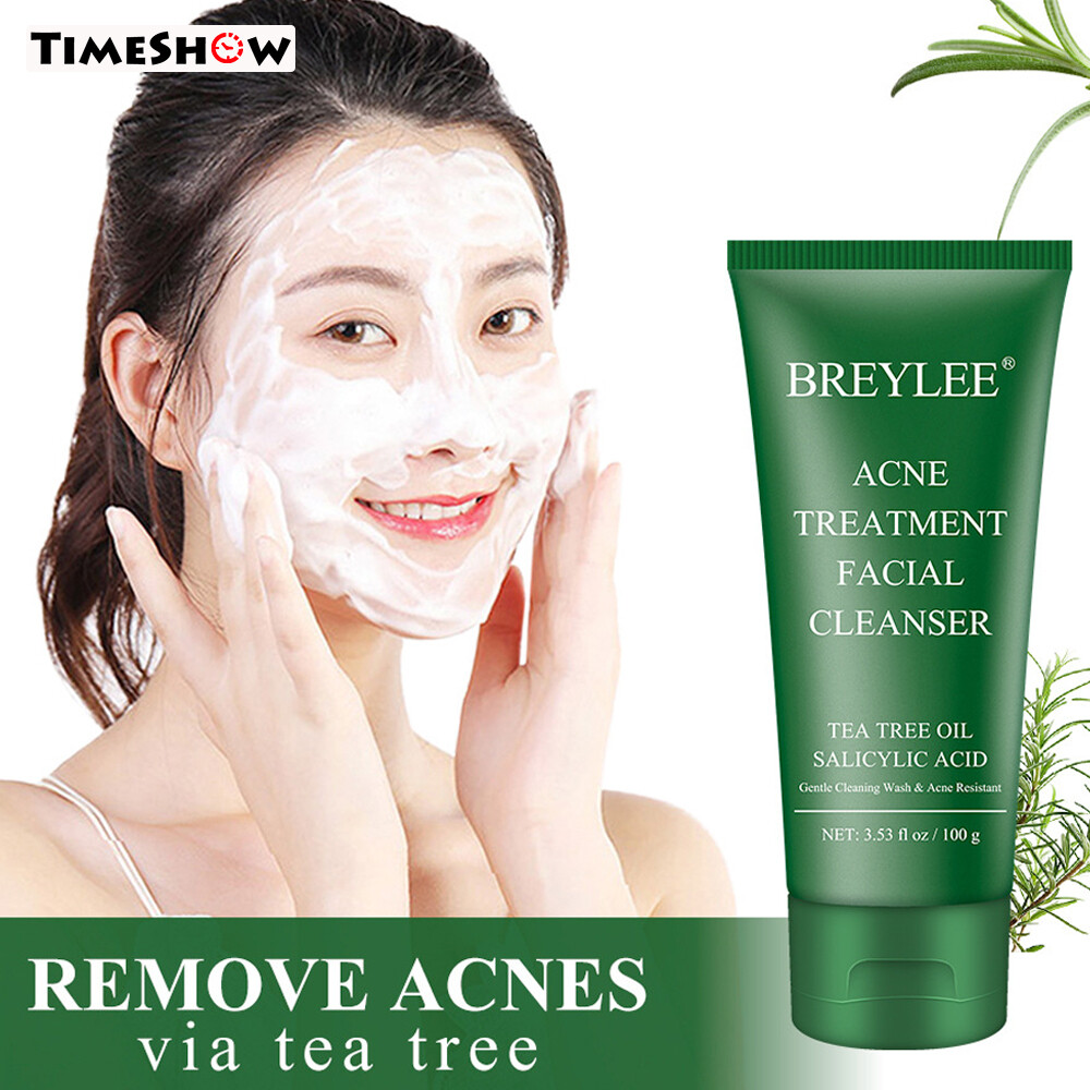 Gambar TimeShow Tea Tree Facial Cleanser for Acne Treatment Oil Control Moisturizing Cream Gentle   Non irritating Anti Aging Remove Blackhead Facial Skin Care Cream Anti Acne Face Wash Cream