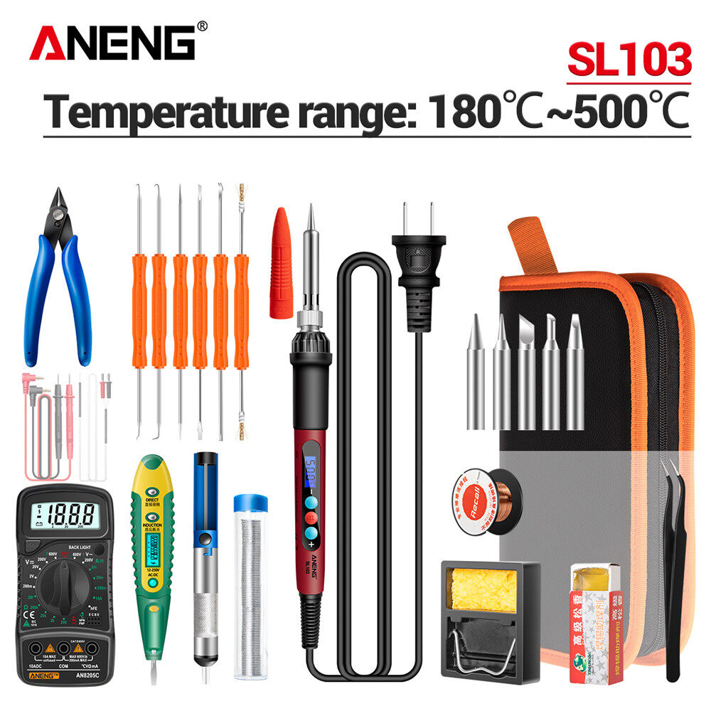 ANENG Mỏ Hàn Điện Kỹ Thuật Số SL103 60W Dụng Cụ Hàn 240V Có Thể Điều Chỉnh Nhiệt Độ Phích Cắm Chuẩn Mỹ/Châu Âu Pin Điện Cầm Tay